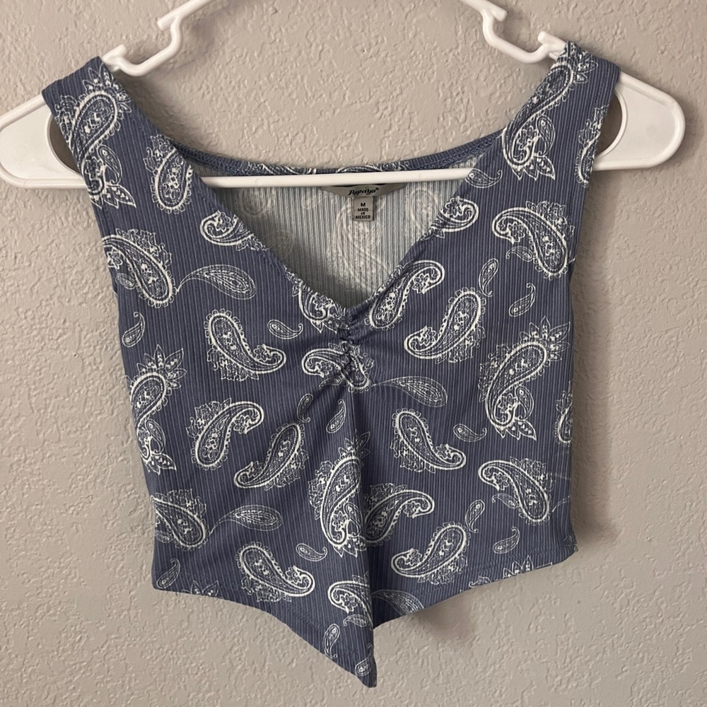 Medium Papaya Blue Bandanna Crop Top